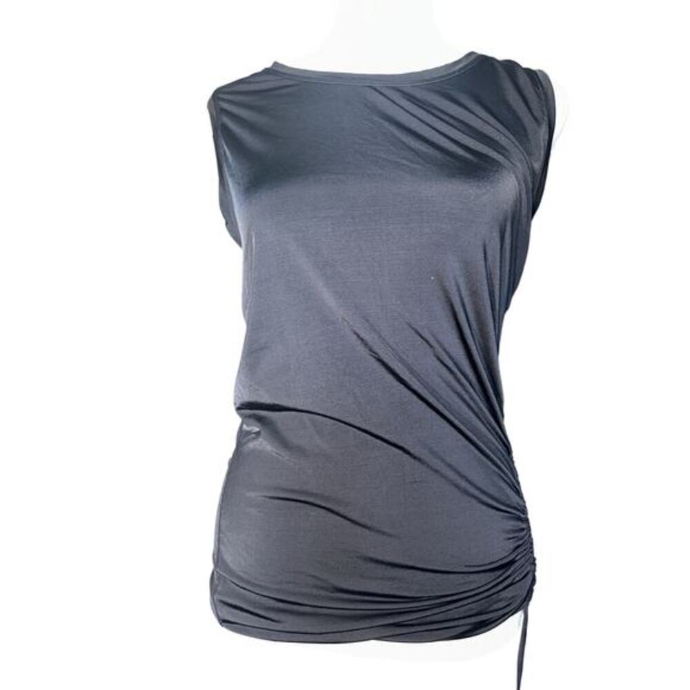 Athleta Womens Black Side Ruched Drawstring Sleeveless Tank Top Size S